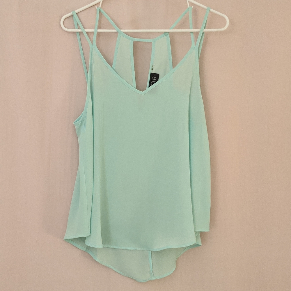 ASTR Seafoam Green Strappy V Neck Tank Cami Top Size Medium